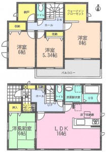 はじめ半田武豊町ヒジリ田全5棟1号棟間取り