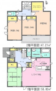 半田市乙川畑田全2棟1号棟間取り