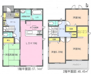 半田市乙川畑田全2棟2号棟間取り