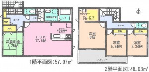 はじめ半田武豊町ヒジリ田全5棟3号棟間取