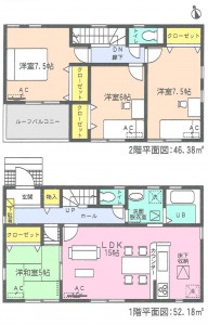 アイディ知立半田市源平町全2棟1号棟間取り