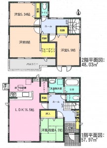 武豊町中挟 全2棟1号棟間取り