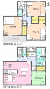 アイディ知立半田市前田町全2棟1号棟間取