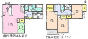 はじめ刈谷半田市大伝根Ⅱ全2棟1号棟間取り