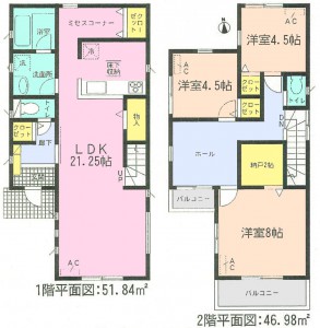 アーネスト刈谷半田市大伝根全3棟2号棟間取り