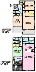 名古屋2課武豊町北中根全3棟2号棟間取り