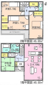 アイディ名古屋1課半田市上池町全3棟1号棟間取り